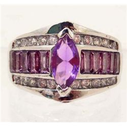 18K WHITE GOLD FILLED AUSTRIAN CRYSTAL RING - SZ. 7