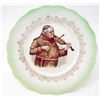 Image 1 : ANTIQUE HAND PAINTED PORCELAIN MONK PLAYS VIOLIN PLATE