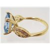 Image 2 : 18K GOLD FILLED BLUE TOPAZ & CZECH CRYSTAL RING - SZ. 7