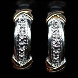 14K WHITE GOLD OVER STERLING SILVER DIAMOND EARRINGS