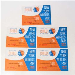 LOT OF 5 1964 NY WORLDS FAIR ADMISSION TICKETS