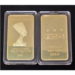 CLEOPATRA EGYPT LAST PHARAOH .999 GOLD CLAD INGOT BAR