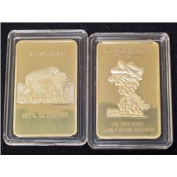 YELLOWSTONE PARK 1 OZ. .999 GOLD CLAD INGOT BAR