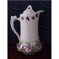 Signed Pearl Carson 1984 handpainted pitcher w/lid