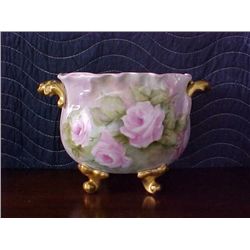 Signed Pearl Carson 1980 handpainted footed dish