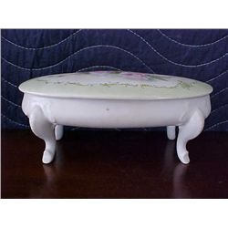 signed Pearl Carson 1984 hand painted footed dish