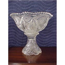 2 pc press glass punch bowl