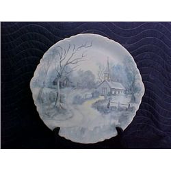 Signed Pearl Carson 1988 handpainted dish w/stand