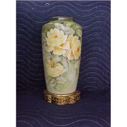 Signed Pearl Carson 1981 hand painted vase