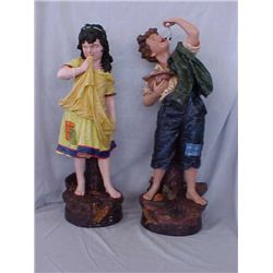 Victorian large statues hand painted statues.