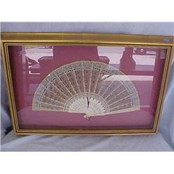 1880-1900 Ivory stick fan with shadow box