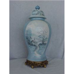 Hand painted vase with lid
