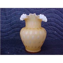 Yellow wavy top spotted vase possible Fenton