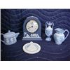 Image 1 : 4 pc. Jasperware ornament set and clock