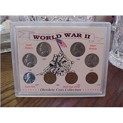 World War II silver nickles, stell cent & shell case