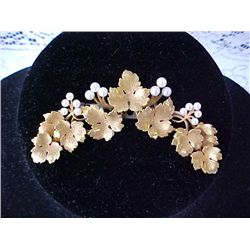 Gold leaf pendant with pearls