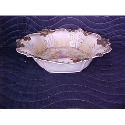 Germany hand painted dish w/gold trim