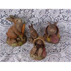 4 pc. Tom Clark crushed walnuts bunny figurines