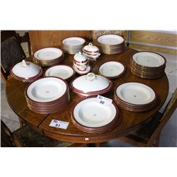 LARGE CHINA SET ON TABLE AND SIDEBOARD