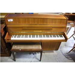 DANISH MODERN ZIMMERMAN APARTMENT SIZE STEEL BACK PIANO MADE IN GERMANY WITH BENCH