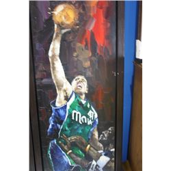 ORIGINAL OIL PAINTING - DALLAS MAVERICKS #41 DIERKS NOWITZKI - APPROX 6' TALL