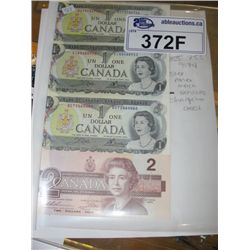 UNCIRCULATED CANADIAN $1 AND $2 BILLS