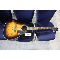 EPIPHONE ACCOUSTIC GUITAR AUTOGRAPHED BY NUMEROUS ARTISTS AND MUSICIANS