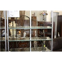 LARGE GLASS AND METAL SHELVING UNIT