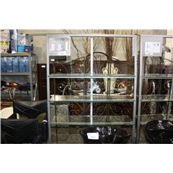 LARGE GLASS AND METAL SHELVING UNIT