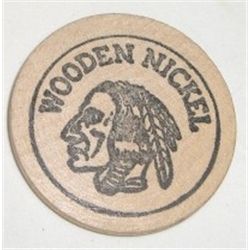 VINTAGE CASPER ANTIQUE & COLLECTORS CLUB WOODEN NICKEL COIN!! COIN CAME OUT OF SAFE!!