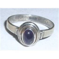 STERLING SILVER RING WITH A PURPLE AMETHYST OVAL CUT GEMSTONE STAMPED *925*!! RING CAME OUT OF SAFE!