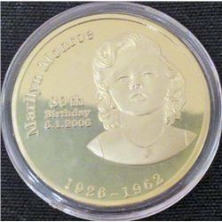 1 OZ MARILYN MONROE 80TH BIRTHDAY 24K GOLD CLAD COIN