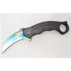 RAINBOW KARAMBIT SPRING ASSIST KNIFE W/ G-10 INSERT NIB