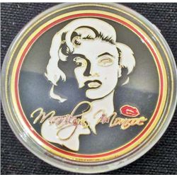 1 OZ MARILYN MONROE 24K GOLD CLAD ENAMELED COIN