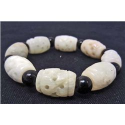 CHINESE FINE JADE HARD CARVED FLEXIBLE BRACELET