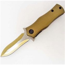 TIGER BRAND "GODSON" SPRING ASSIST OPENING MINI STILETTO KNIFE - GOLD