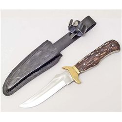 STAG HUNTER SKINNING KNIFE AND LEATHER SHEATH