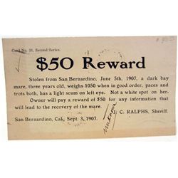 1907 WANTED POSTER POSTCARD