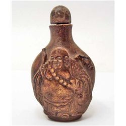 CHINESE ARCHAIZE HAND CARVED STONE SNUFF BOTTLE BUDDHA