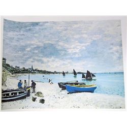 BEACH AT SAINTE ADRESSE BY CLAUDE MONET CANVAS PRINT
