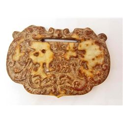 ARCHAIZE CHINESE JADE HAND CARVED LOCK DRAGON PHOENIX