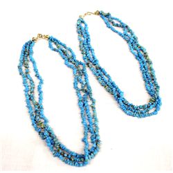 Pr Navajo Double Strand Natural Turquoise Chokers