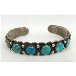 Vintage Navajo Sterling Turquoise Cuff Bracelet