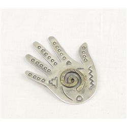 Navajo 14Kt GF on Sterling Petroglyph Hand Pin by Will