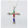 Image 1 : Zuni Sterling Needlepoint Cross Pendant Necklace