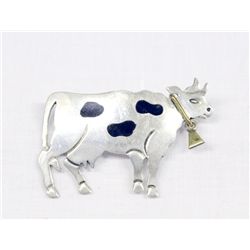 Taxco Sterling Silver Cow Pin Pendant TM-94