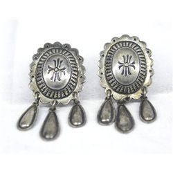 Vintage Navajo Sterling Silver Concho Earrings