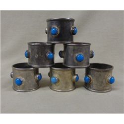 1950s Navajo Nickel Silver Turquoise Napkin Rings