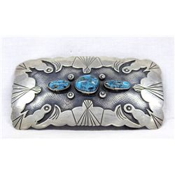 1970s Navajo Sterling Turquoise Buckle - C. Yazzie