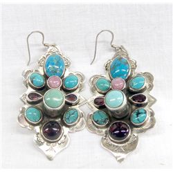 Navajo Sterling Multi Stone Earrings